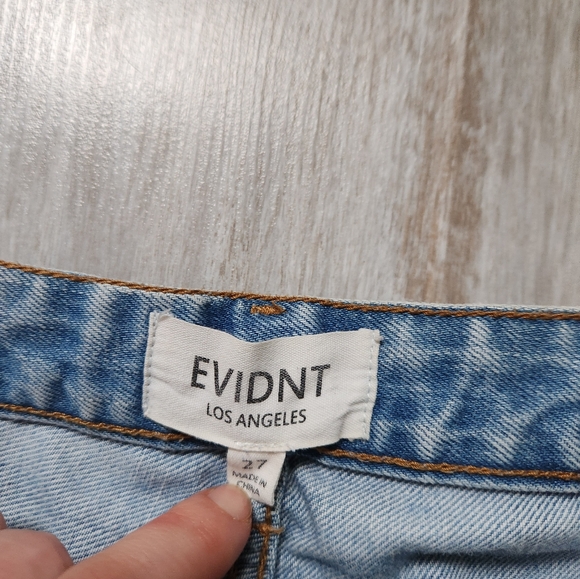 Evidnt Med Wash Med Rise Blue Denim Jeans Distressed Straight Leg Sz 27 - Picture 5 of 10